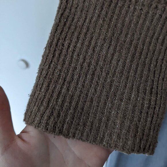 Open Front Cardigan XL Cozy Soft Pockets Fuzzy Moondance Brown White Striped - Picture 7 of 9